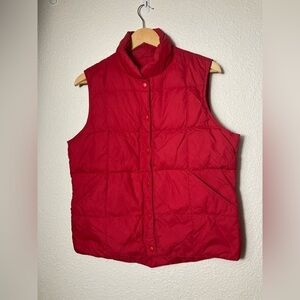 Lands End red goose down filled puffer vest Medium 10-12
